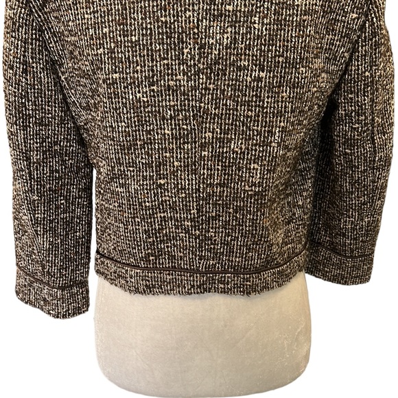 Talbots Collection Brown Tweed Italian Fabric Cropped Blazer - 8 - Picture 8 of 12
